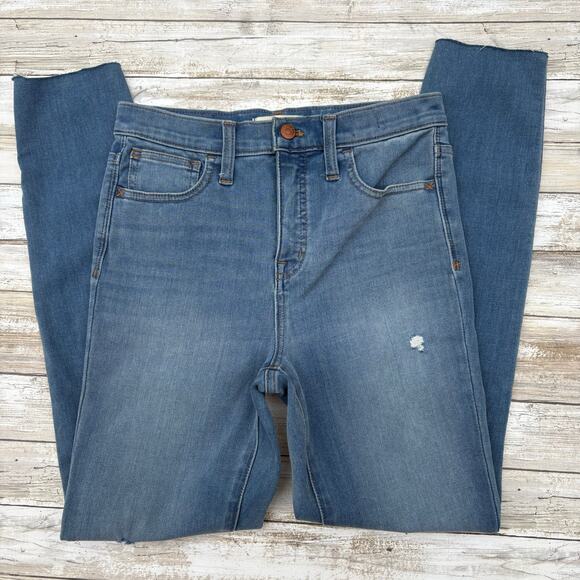 Lot of 2 Madewell High Rise Skinny Distressed Jeans Jeggings 26T Black Blue - Picture 4 of 15